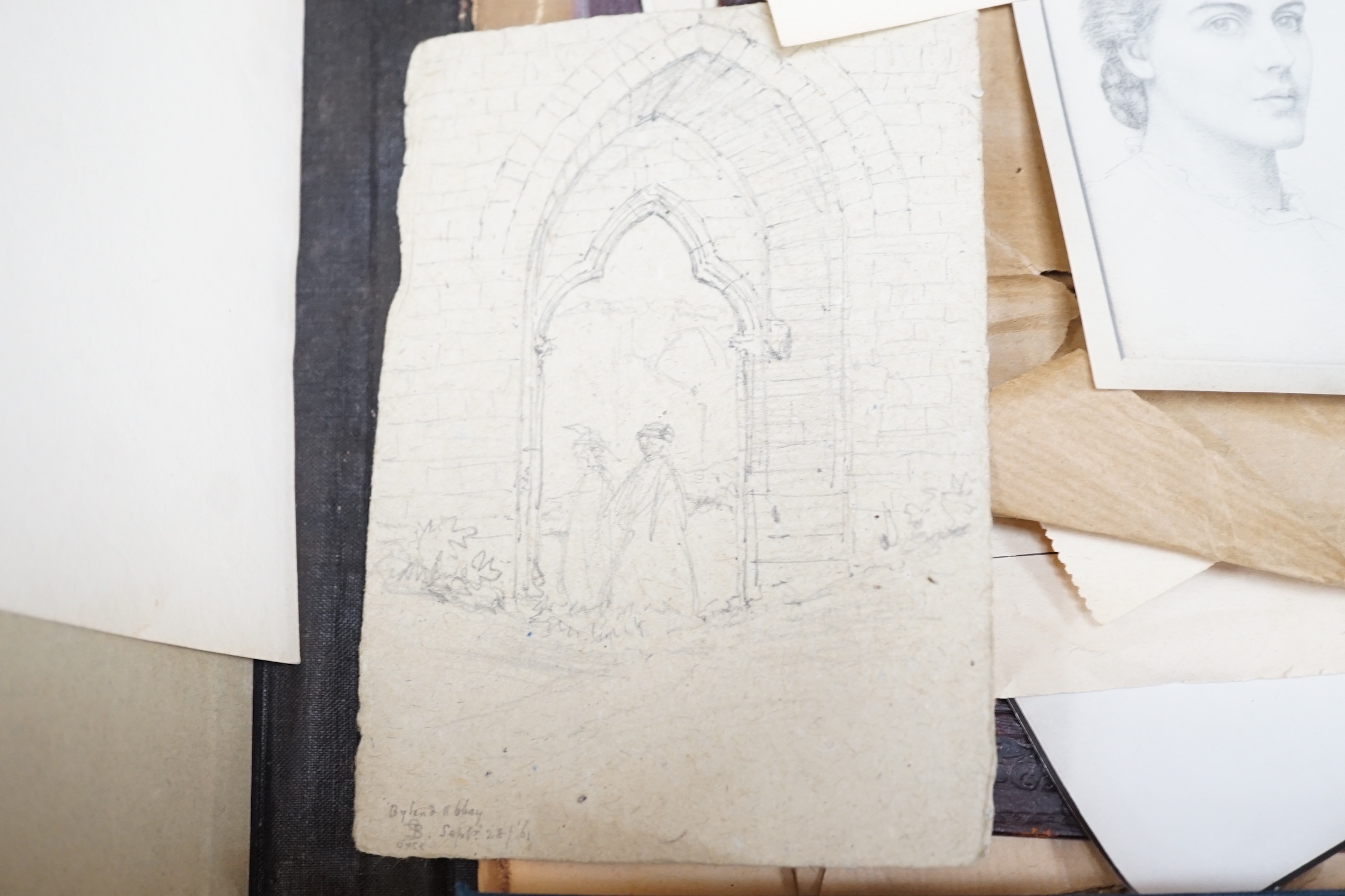 Augustus Wells , Henry Tanworth Wells and G.P. Boyce (1841-1893), folio of assorted oil and watercolour sketches, together with works by other hands, mostly European scenes, largest 24 x 35cm, all unframed